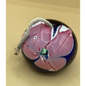 Glass House Studio 3” Oil Candle Pink Blue Iridized Flower 1983 Erik Brakken